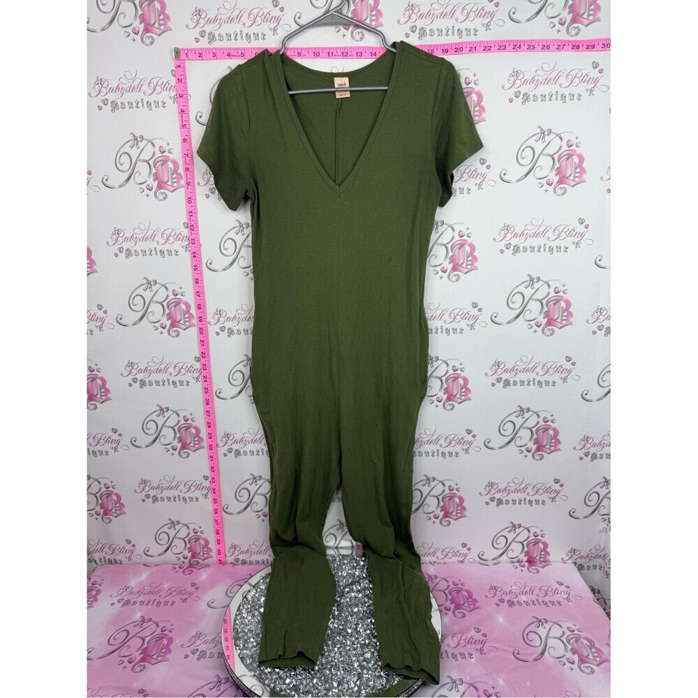 SMASH + TESS jumpsuit pants one piece Olive V-Neck Short Sleeve romper onsie